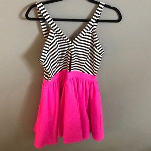 Striped neon skater dress